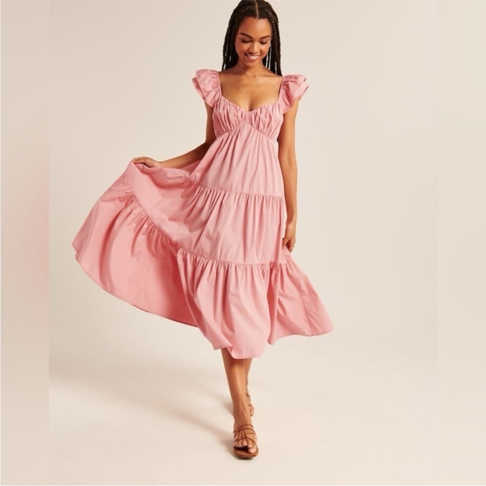 A&F Ruffle Sleeve Poplin Midaxi Dress